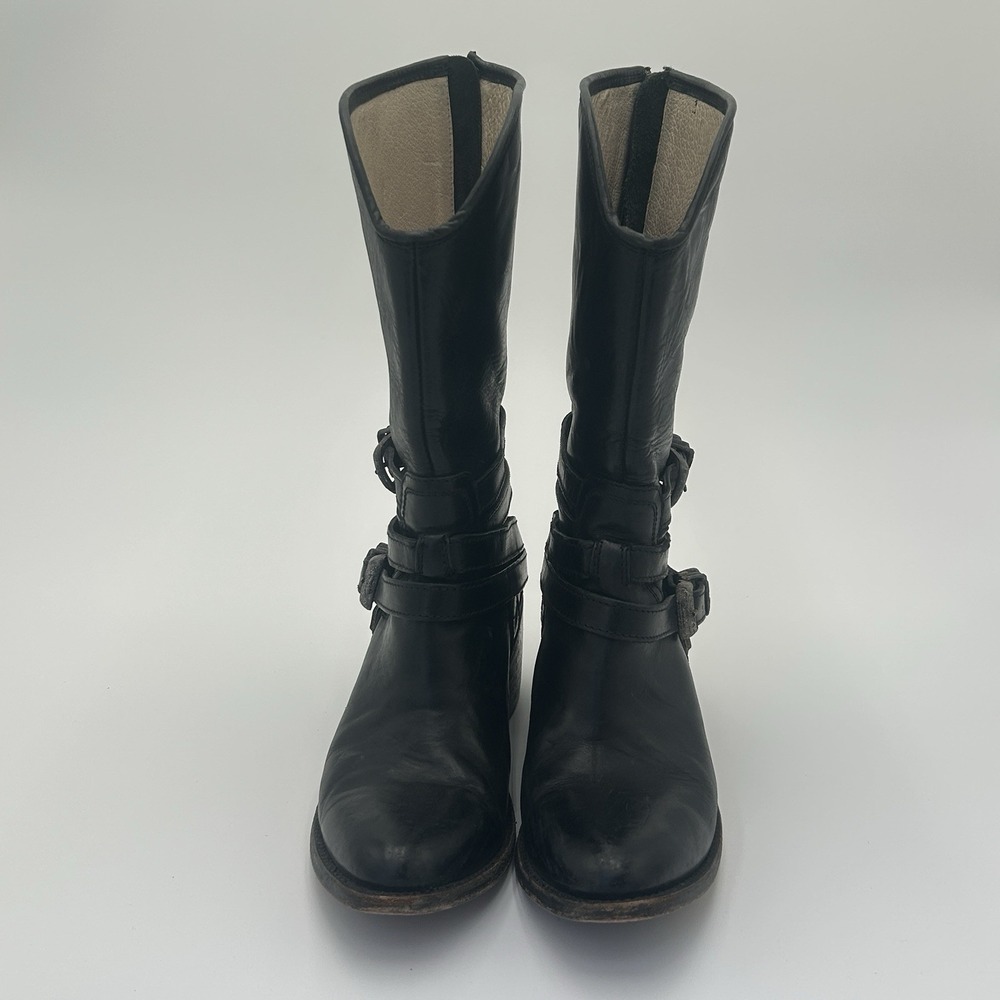 Freebird by Steven Pikes Size 8 Wrap Strap Riding Western Leather Boots Black - Picture 5 of 12